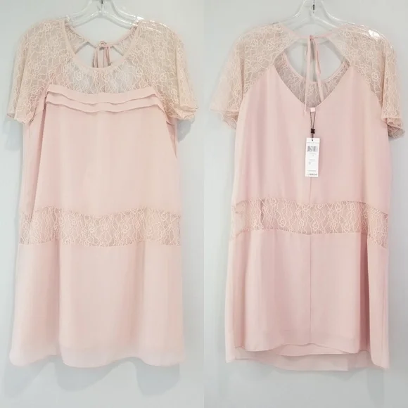 BCBGeneration Dresses Bcbg Pink Lace Shift Dress In Light Rose